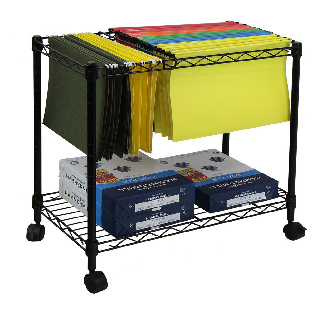 Oceanstar Portable 1-Tier Metal Rolling File Cart, Black
