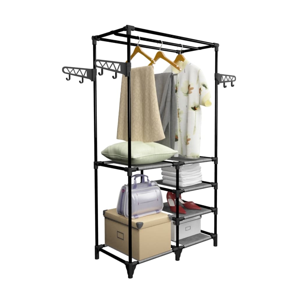 vidaXL Clothes Rack Steel and Non-woven Fabric 34.3"x17.3"x62.2" Black