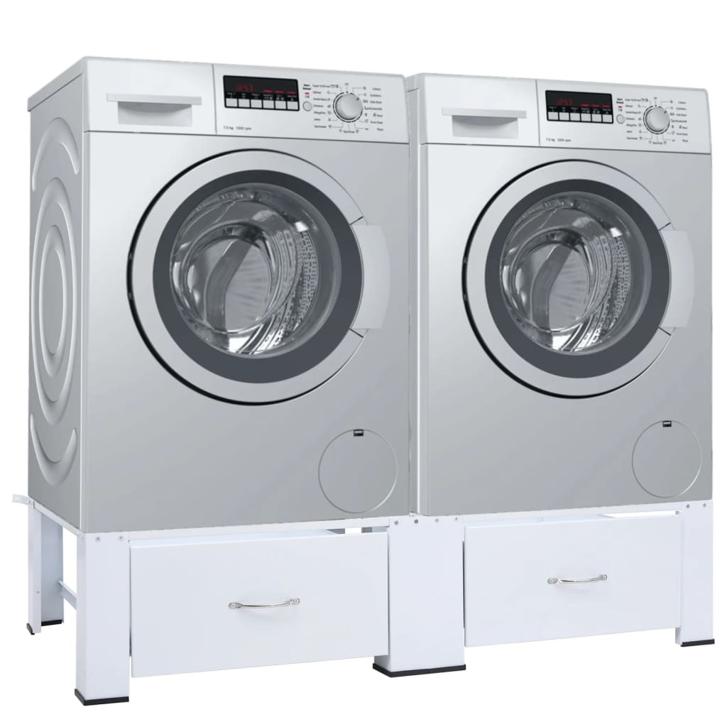 vidaXL Washing and Drying Machine Pedestal with Pull-out Shelves White