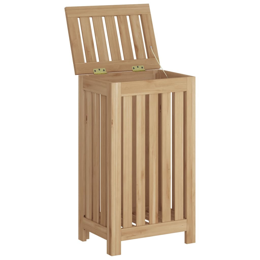 vidaXL Wash Bin Laundry Hamper Basket with Lid for Clothes Solid Wood Teak