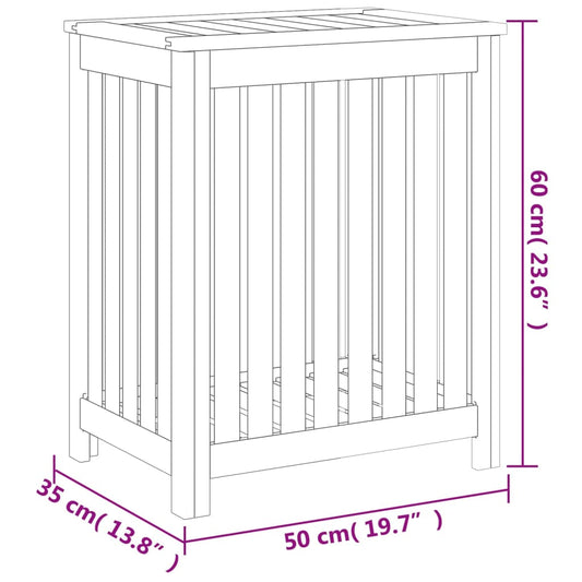 vidaXL Wash Bin Laundry Hamper Basket with Lid for Clothes Solid Wood Teak